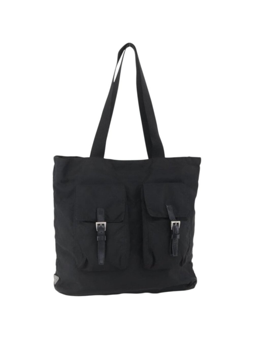 PRADA Tote Bag Nylon Black Silver